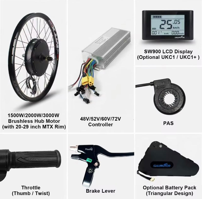 1500W 2000W 3000W trianglebattery Ebike Conversion Kit
